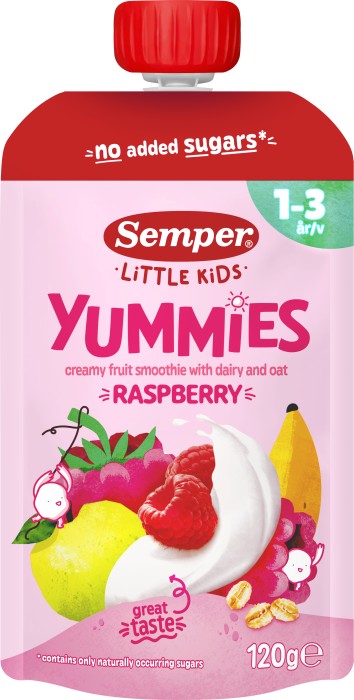 SEMPER Yummies raspberry klämmis 1-3år, 120 g