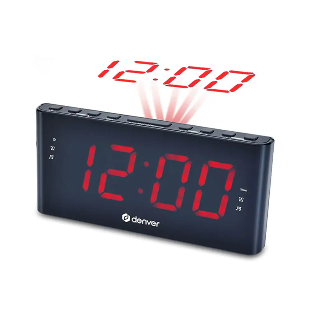 Denver klockradio med projektion och dubbla alarm - Svart