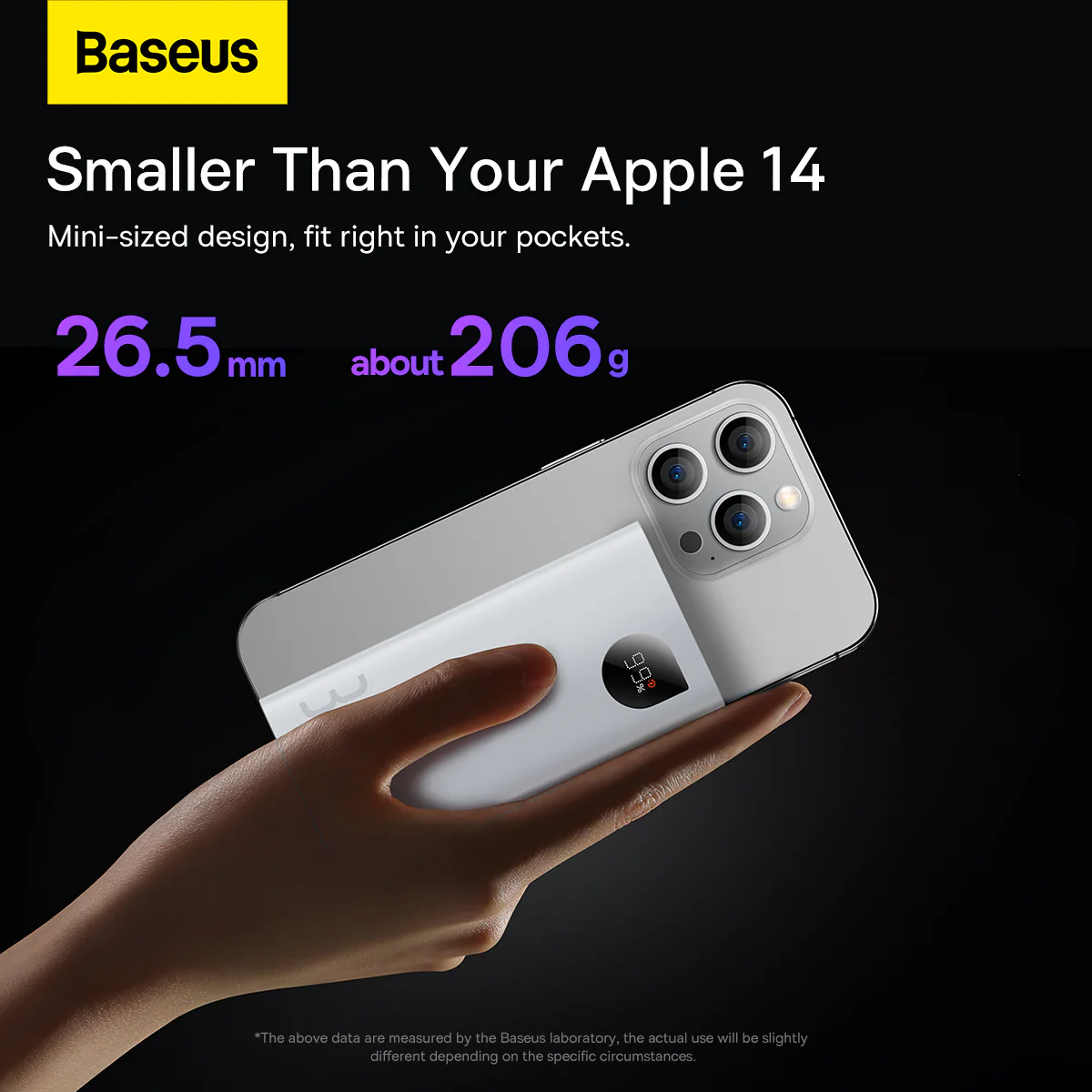 Baseus Adaman2 powerbank med digital display 2x USB-A / 1x USB-C 10000mAh 30W - vit, bild 5
