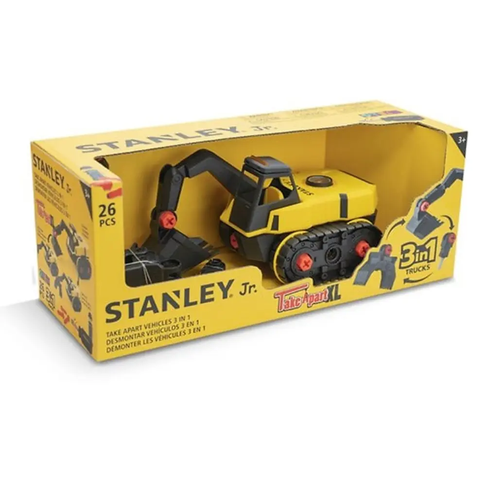 Stanley Jr. - 3 in 1 Take Apart XL Set Excavator, Jachammer, Claw