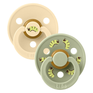 BIBS Studio Colour Pacifier Caterpillar Mix Latex Round Silk/Sage Size 2 2pcs, bild 4