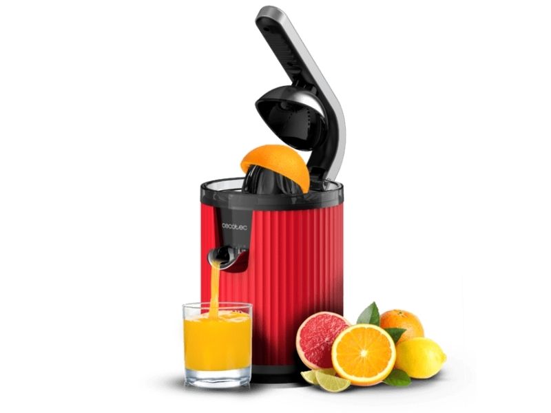 Cecotec Xqueeze RetroJuice 600, Långsam juicepress, Svart, Röd, Rostfritt stål, 1 styck, Rostfritt stål, 600 W, 220 - 240 V