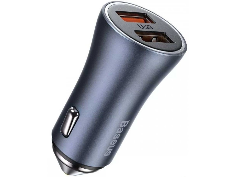Baseus Golden Contactor Pro billaddare, 2x USB, 40W (grå)