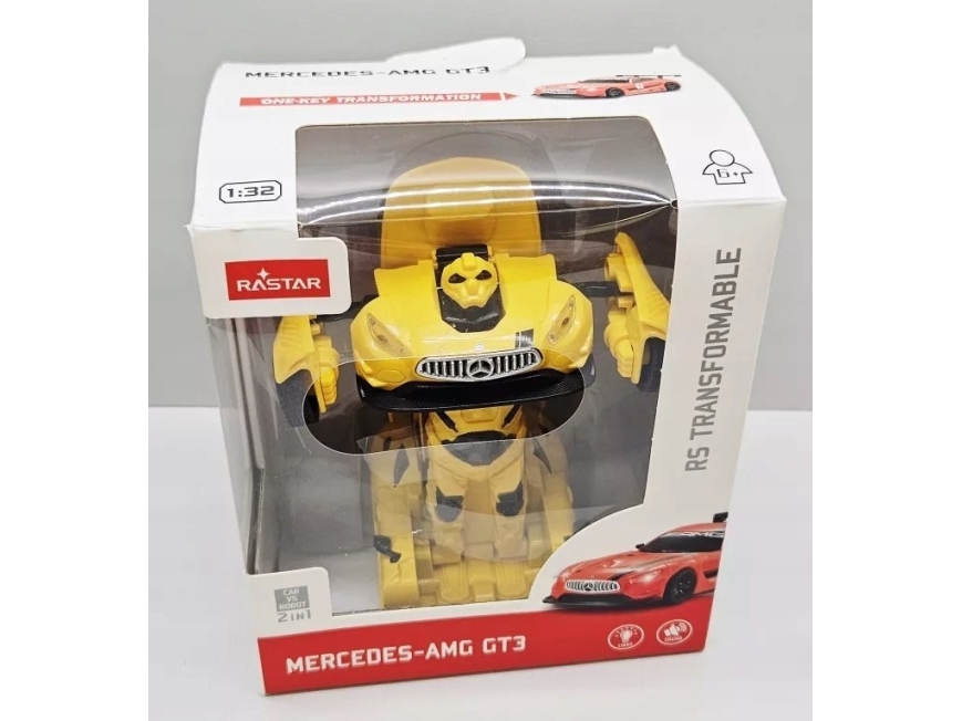 Rastar 62300 transformerande leksaksbil 1:32 Mercedes-Benz GT3 AMG, ljus, ljud