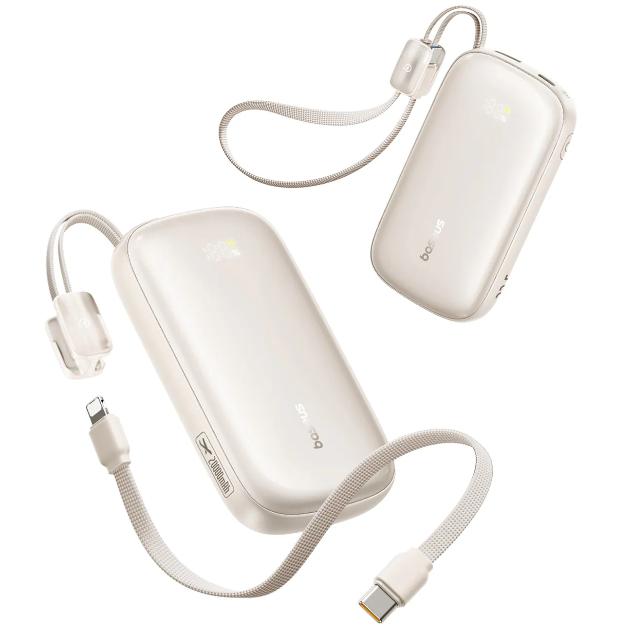 Baseus EnerFill FC21 Qpow 3 Ultra 20000mAh 22,5W powerbank med display och kabel ingår – beige, bild 2