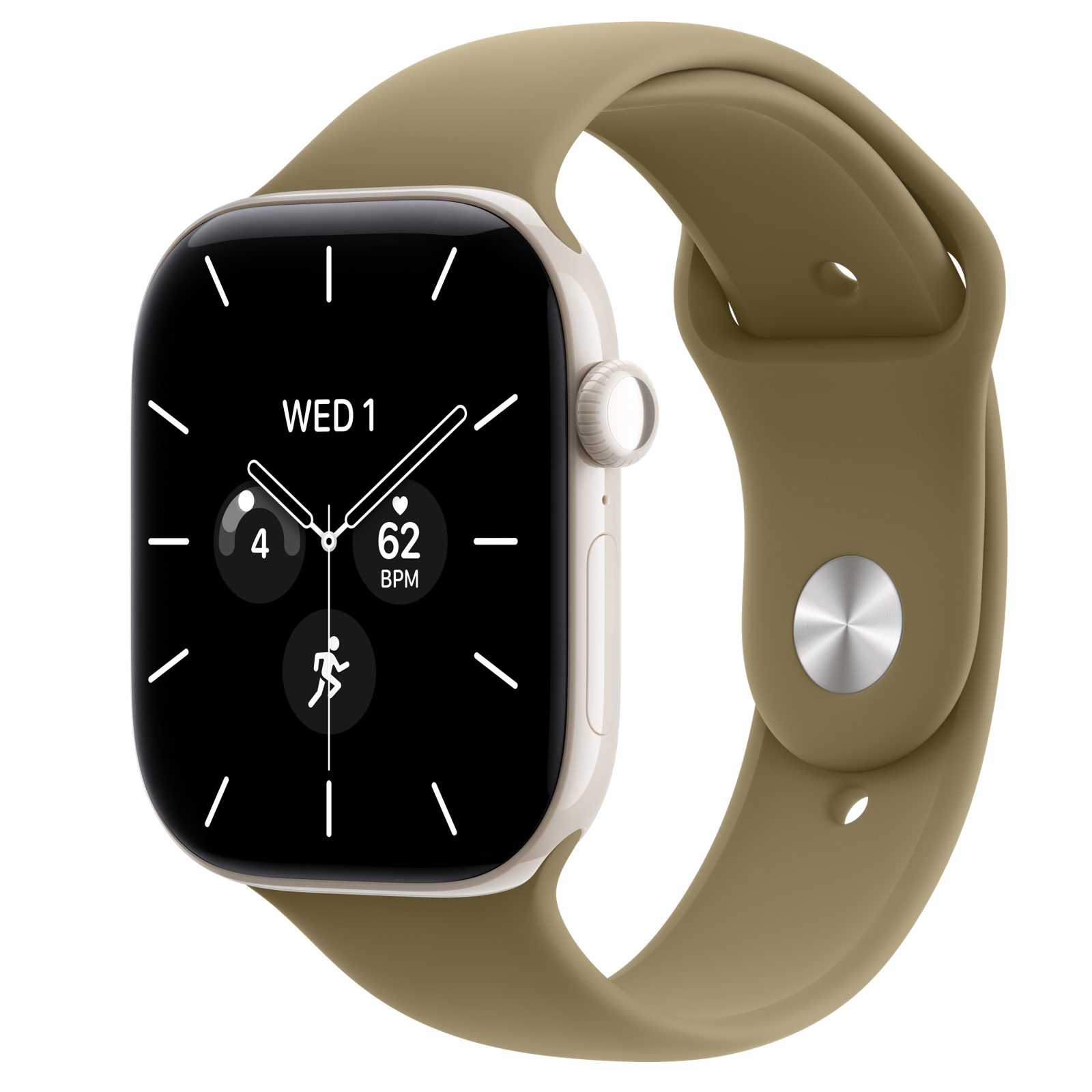 Apple Watch Series 12 (GPS + Cellular) • Keramikboett pärlvit, 46 mm • Sportband oliv