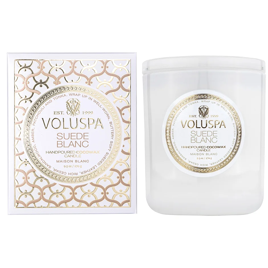 Voluspa Suede Blanc Maison Blanc Boxed Candle 60h