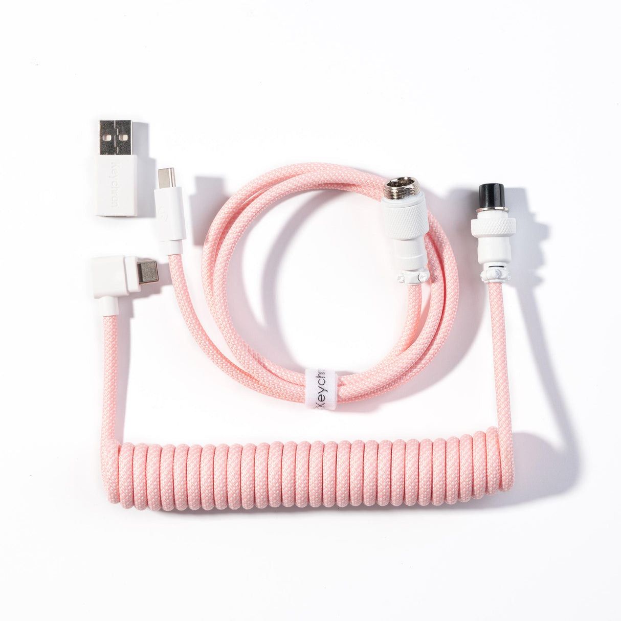 Keychron Coiled Aviator Cable 8K Vinklad Ljusrosa