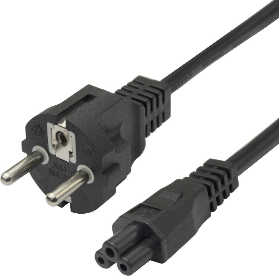 Strömkabel Deltaco 3-pin till bärbara, CEE 7/7 - C5, 1,5m - Svart, bild 4