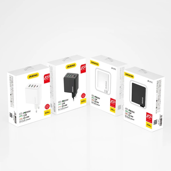 Dudao snabbladdare 3x USB / 1x USB Type-C 20W, PD, QC 3.0 vit (A5H)