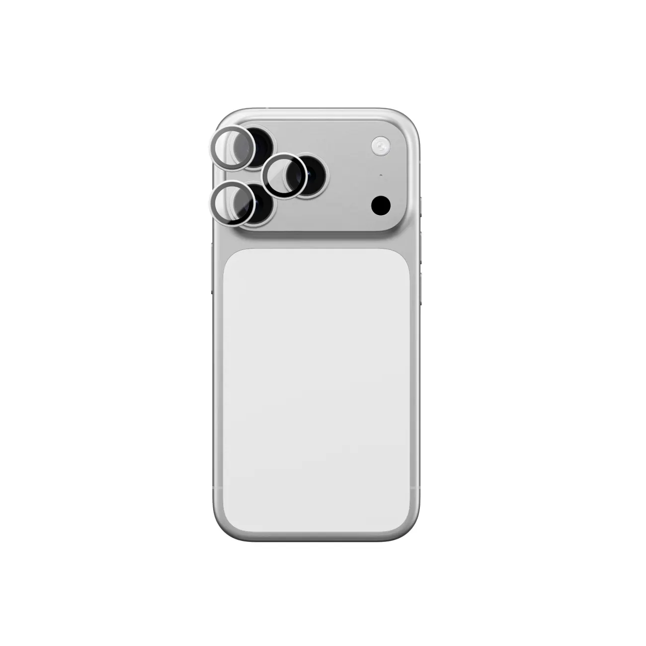 AmazingThing Linsglas för iPhone 17 Pro / Pro Max med silverfärgad aluminiumram