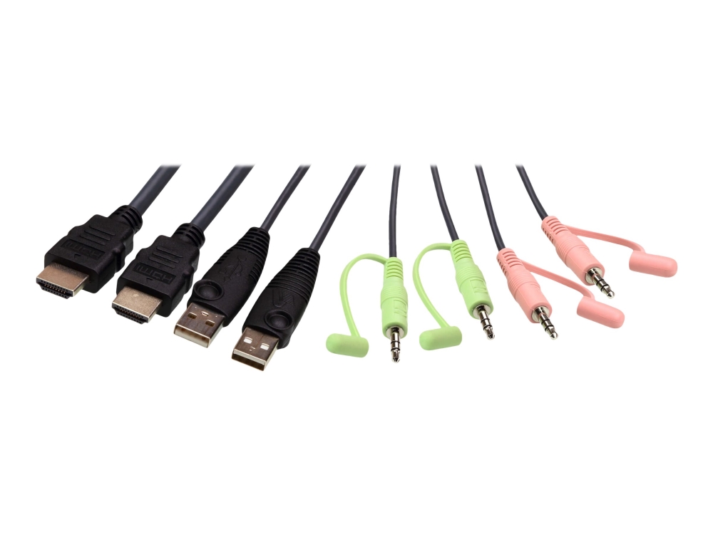 Systemswitch Aten CS22H-AT, 2-vägs KVM, HDMI 4K@60Hz, audio, USB, kablage ingår