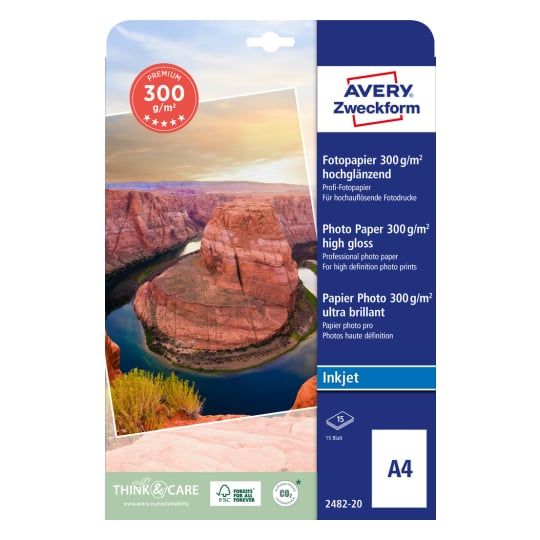 Fotopapper Avery Premium Inkjet glansigt - vitt - A4 (210 x 297 mm) - 300 g/m² - 15 ark