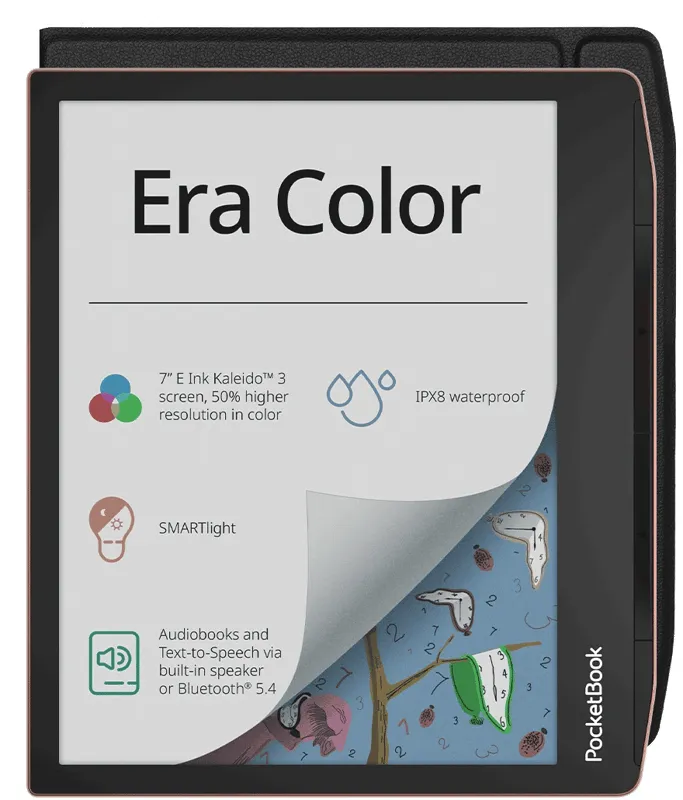 PocketBook Era Color, 17,8 cm (7), E Ink Kaleido 3, 16 miljoner färger, ACSM, CHM, DjVu, DOC, DOCX, EPUB, EPUB DRM, FB2, FB2.ZIP, HTM, HTML, MOBI, PDF, PDF DRM, TXT, AZW,..., M4A, M4B, OGG, MP3, JPEG, BMP, PNG, TIFF
