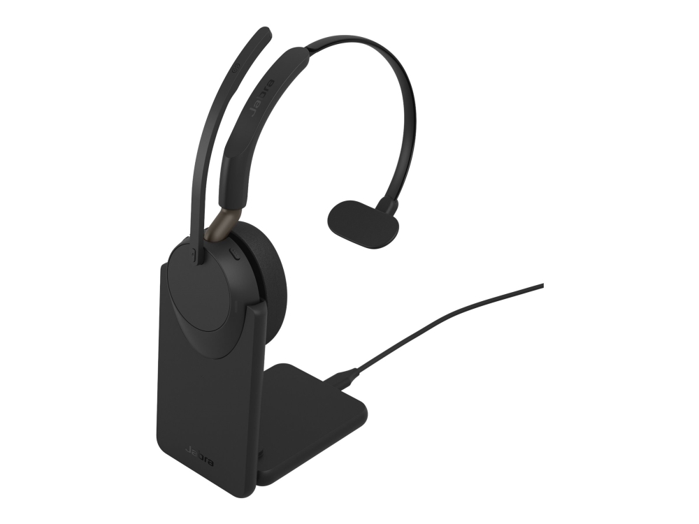 Jabra Evolve3 65 UC - Headset - på örat - Bluetooth - trådlös, kabelansluten - aktiv brusradering - USB-A via Bluetooth-adapter, USB-C - Optimerad för UC