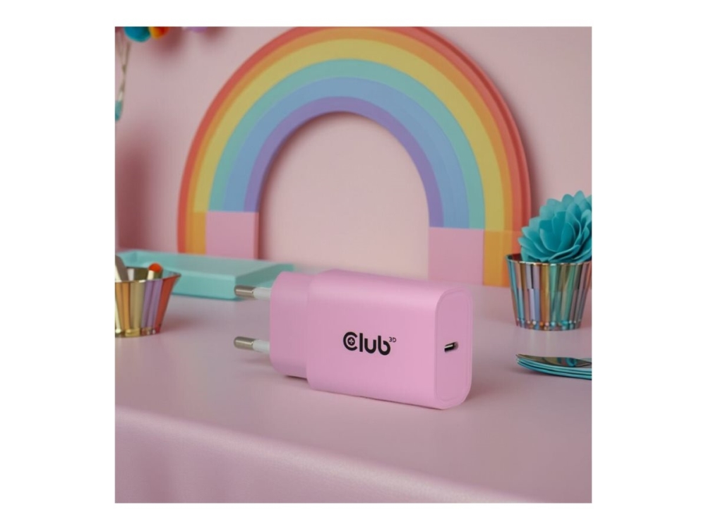 Club 3D CAC-3021 - Strömadapter - 30 Watt - 3 A - PD 3.0 (24 pin USB-C) - rosa (paket om 2)