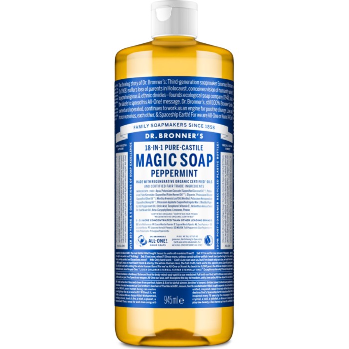 Dr. Bronner's Pure Castile Liquid Soap Peppermint 945 ml