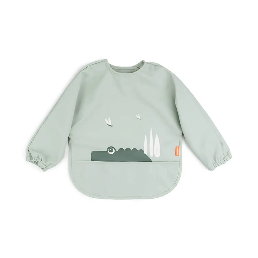 Done by Deer Sleeved Pocket Bib Croco, Green, bild 2