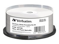 Blu-Ray BD-R media Verbatim 25 GB/200 min 6X, Printable, Hard Coat MABL, 25-pack spindel