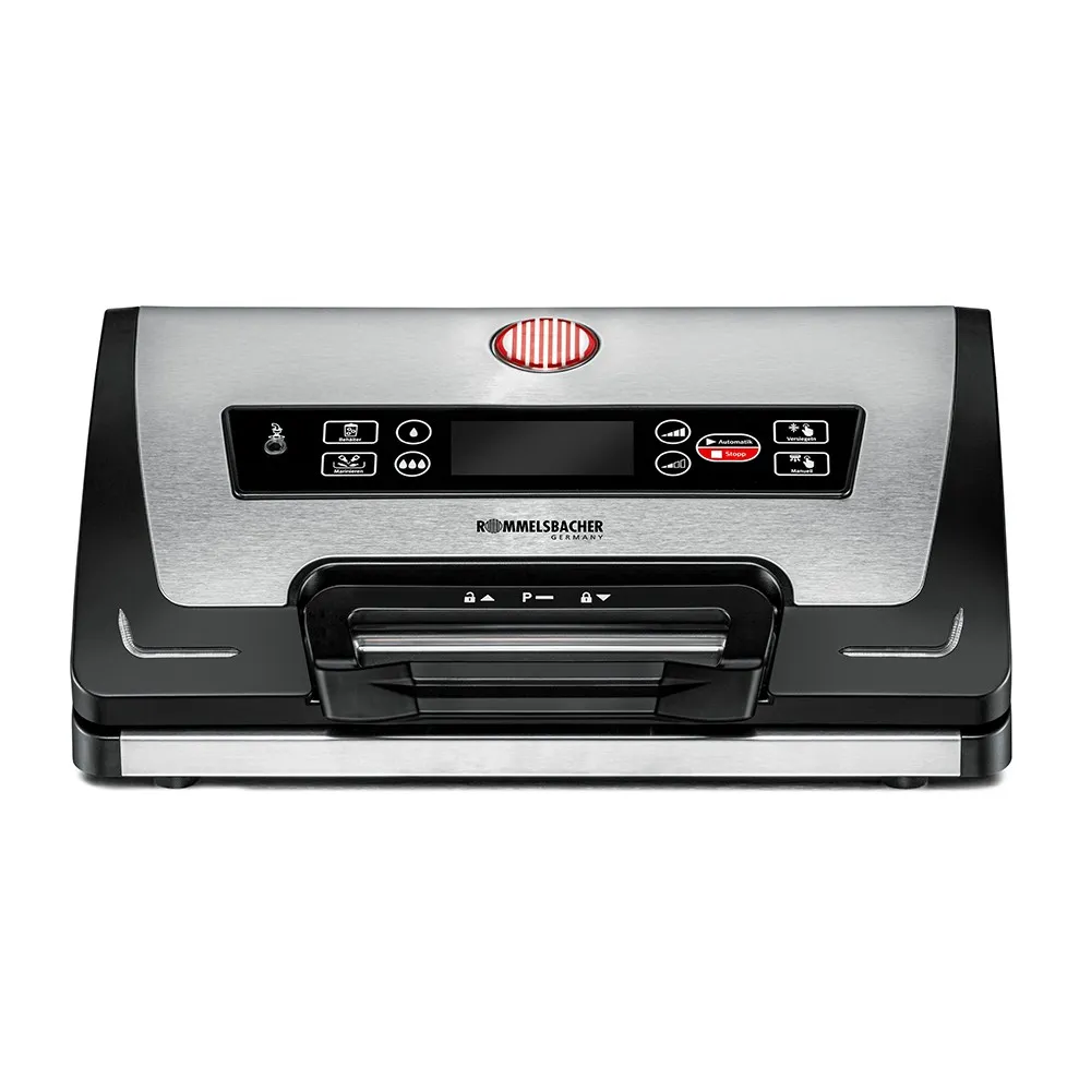 Rommelsbacher VAC 585, Svart, Rostfritt stål, 900 mbar, Pulsering, Vakuumförsegling, Plast, Rostfritt stål, Röra, 20 l/min