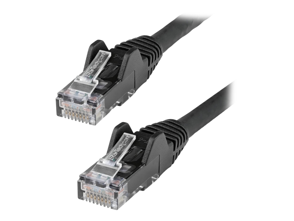 StarTech.com 1m LSZH CAT6 Ethernet-kabel, 10 Gigabit Snagless RJ45 100W PoE Nätverk Patchkabel med dragavlastning, CAT 6 10GbE UTP, Svart, Individuellt testad/ETL, Lågrökfri Halogen - Kategori 6 - 24AWG (N6LPATCH1MBK) - Patchkabel - RJ-45 (han) till RJ-45 (han) - 1 m - 6 mm - UTP - CAT 6 - knastfri - sort