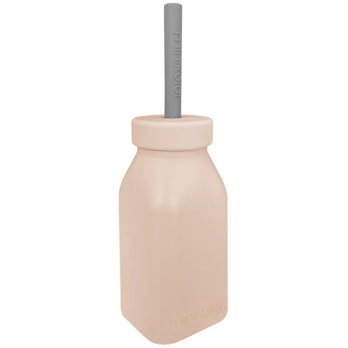 Minikoioi Flaska med sugrör Bubble Beige