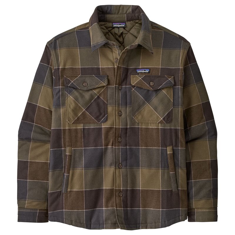 Patagonia M's LW Insulated Fjord Flannel Shirt Snow Owl: Basin Green - L