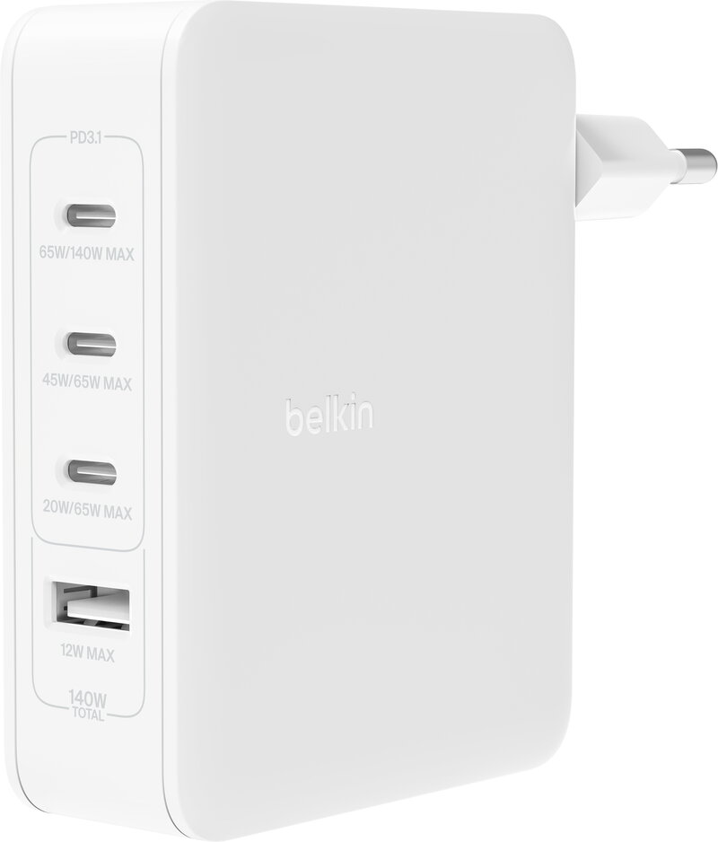 Belkin Boost Charge 140W USB-C Väggladdare - 4-port - Svart, bild 3