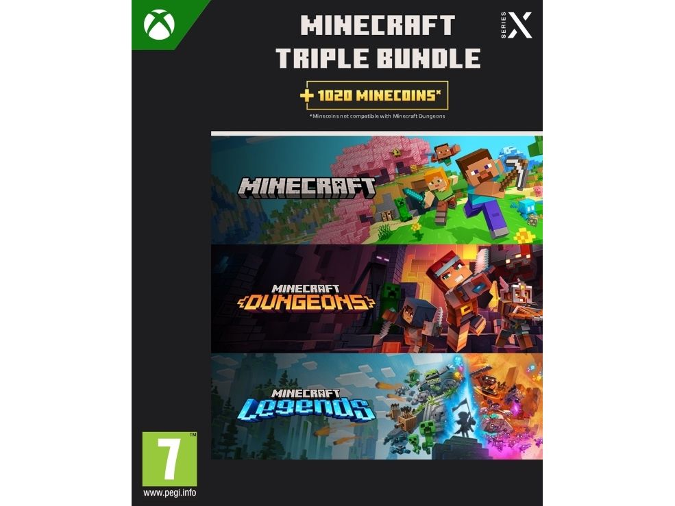Microsoft Minecraft Triple Bundle (XSX), Xbox One/One S/Series X/S, Multiplayer-läget, (Alla 10+), Nedladdning