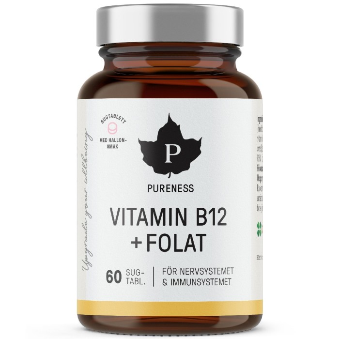 Pureness Vitamin B12 + Folat, Hallon 60 st