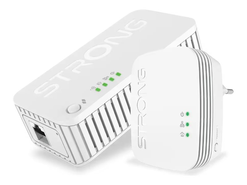 Powerline-adapter Strong POWERLWF1000DUOMINI Nätverksadapter för PowerLine 1000 Mbit/s trådbundet LAN Wi-Fi Vit 2 st.