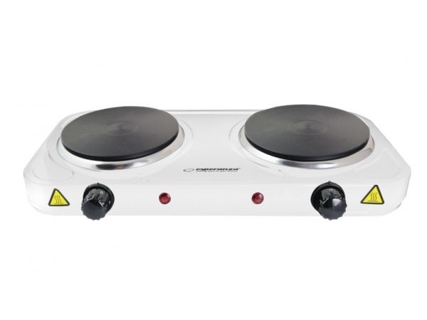Esperanza EKH010W Justerbar elektrisk spis, 2 värmezoner, vit