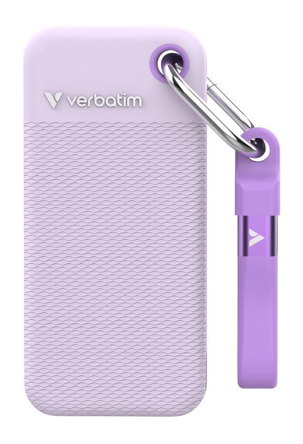 2 TB Verbatim Pocket SSD, USB 3.2 Gen2, med 2 st gummiskal - Lila, bild 3