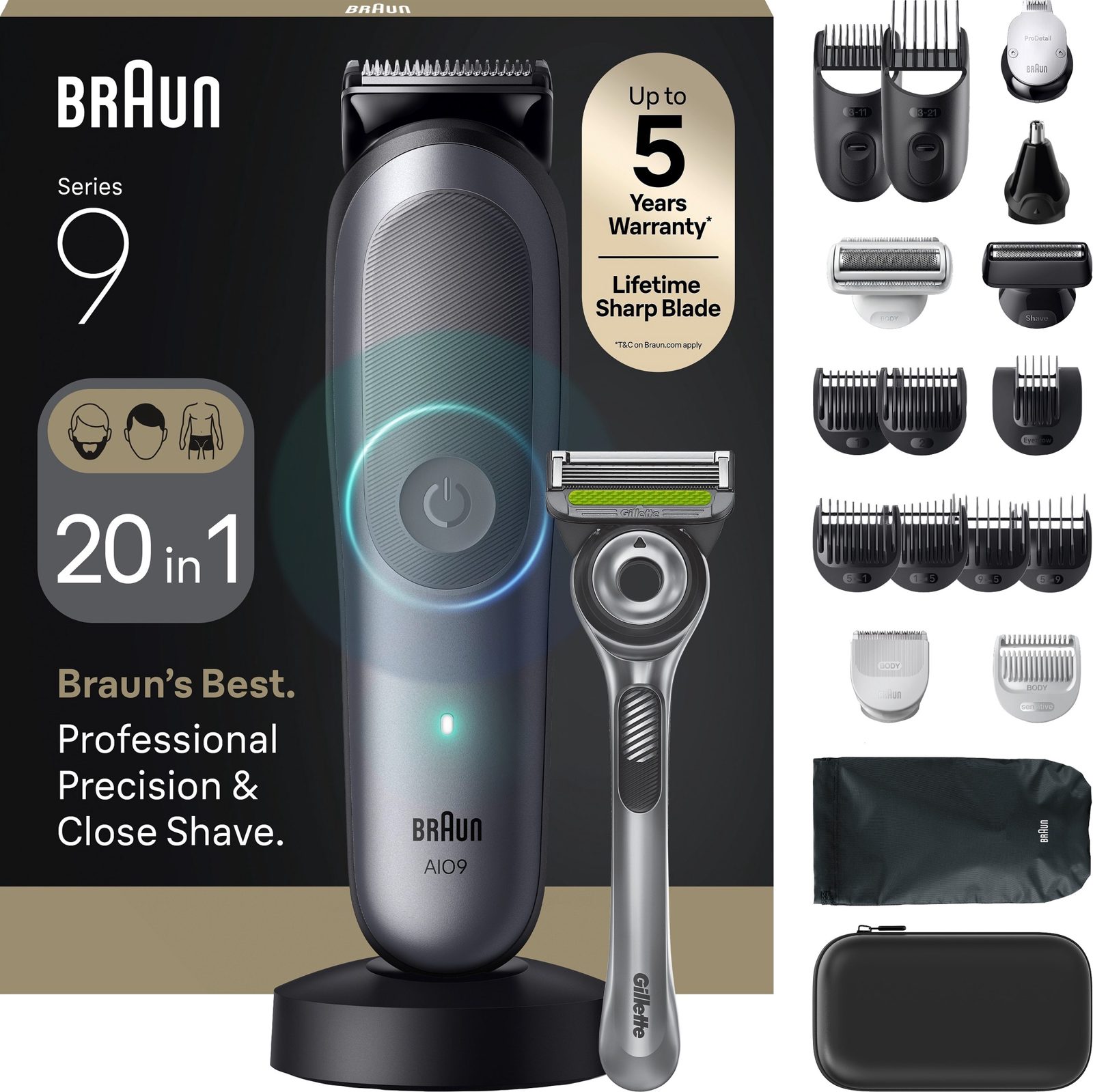 Braun All-in-One Trimmer Kit Series 9 AIO9540 Multitrimmer med 20 tillbehör