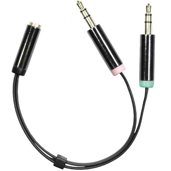 DELTACO Adapter 2x 3.5 mm ha till 3.5 mm ho 4-pin Svart 10 cm, bild 5