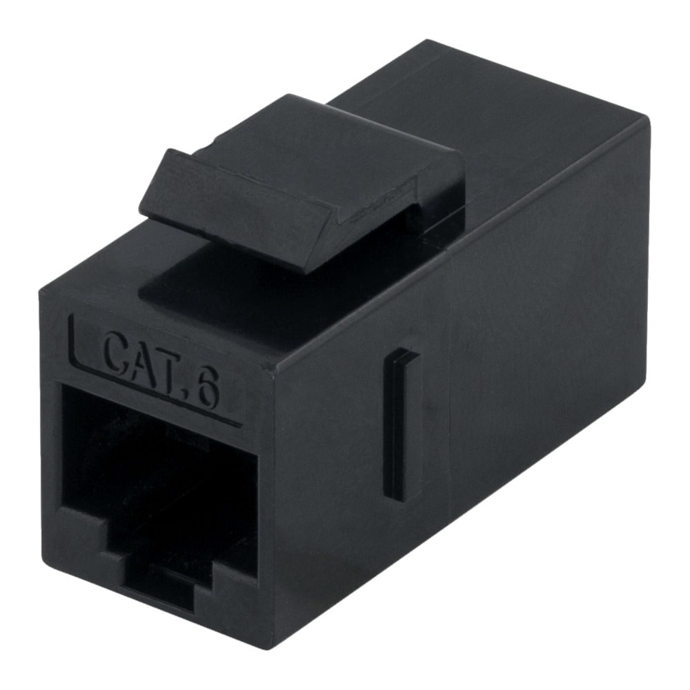 Skarvkontakt Cat6 Deltaco, Keystone coupler, oskärmad, 2xRJ45 - Svart