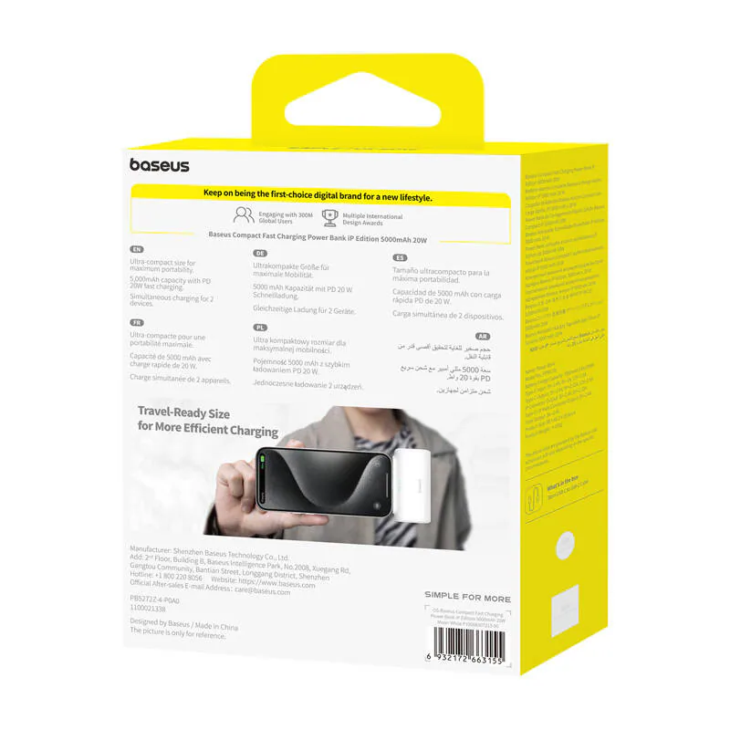 Powerbank OS-Baseus Compact IP 5000mAh 20W (vit), bild 3