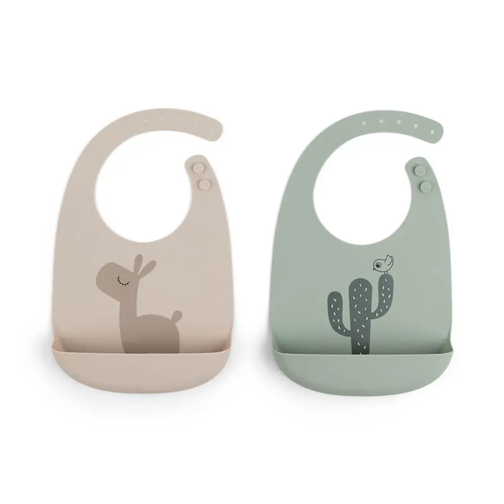 Done by Deer Silicone Bib 2-pack Lalee, Sand/Green, bild 2