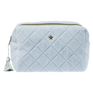 DARK Terry Quilted Make-Up Pouch Large Cool Blue & Milieu Green
