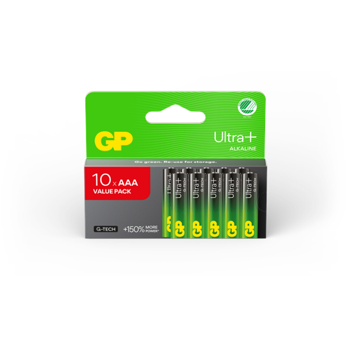 GP - Ultra Plus Alkaline Battery, Size AAA, 24AU/LR03, 1.5V (10-pack)