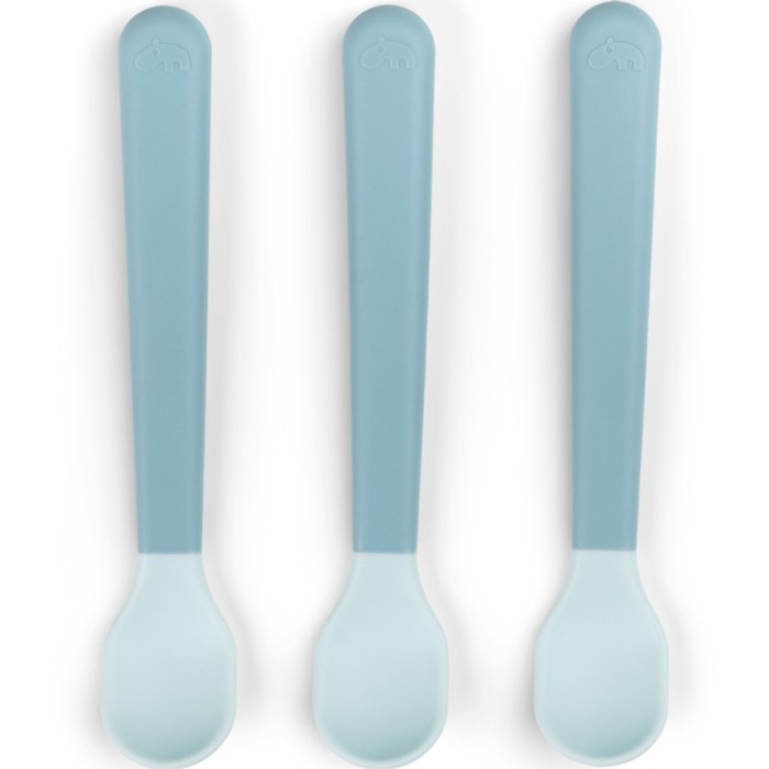 Done by Deer Foodie Easy-Grip Baby Spoon 3-pack, Blue