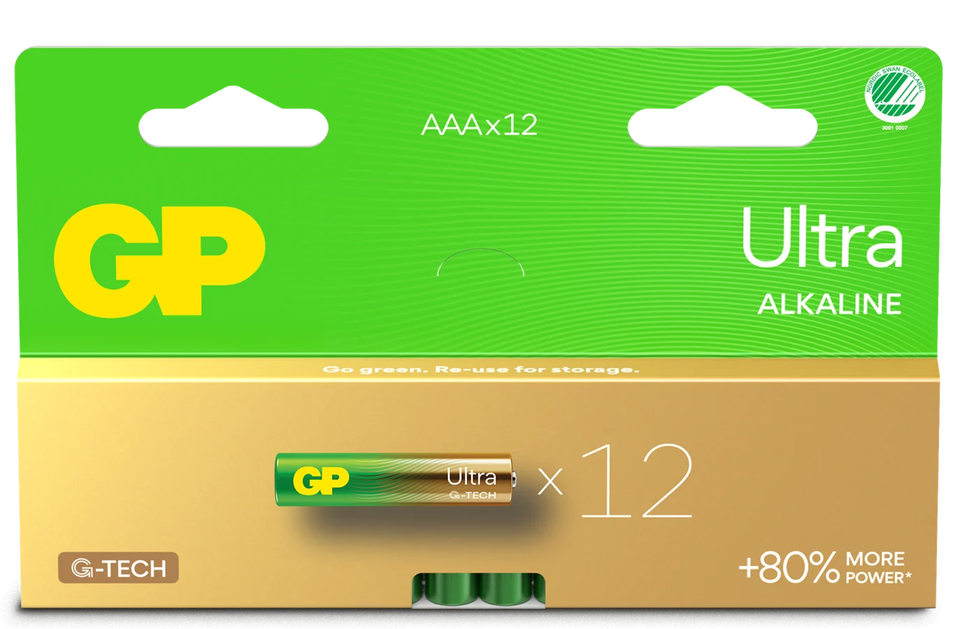 GP Ultra Alkaline Battery, Size AAA, 24AU/LR03, 1.5V, 12-pack