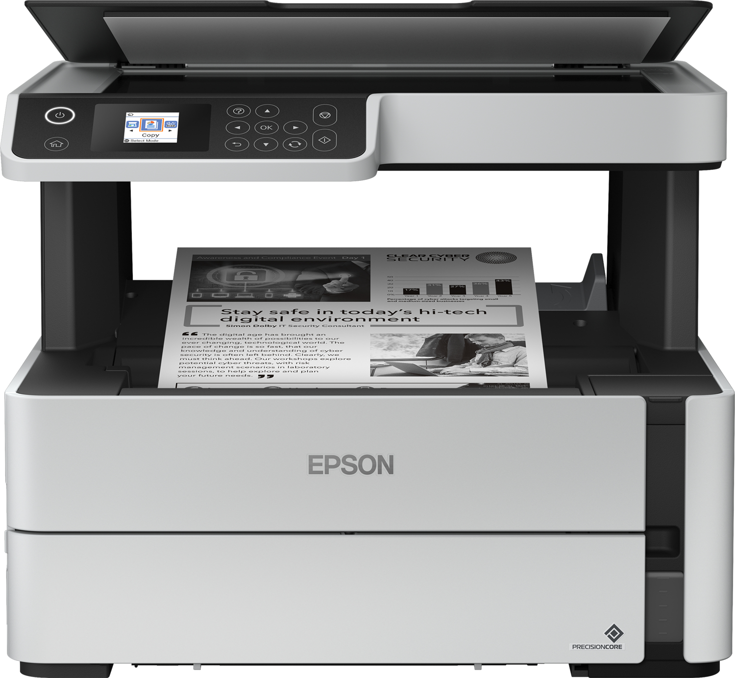 Epson EcoTank ET-M2170, svart/vit skrivare + scanner + kopiator, 20 ppm ISO, duplex, arkmatare, 1200x2400 dpi scanner, USB/WiFi, bild 3