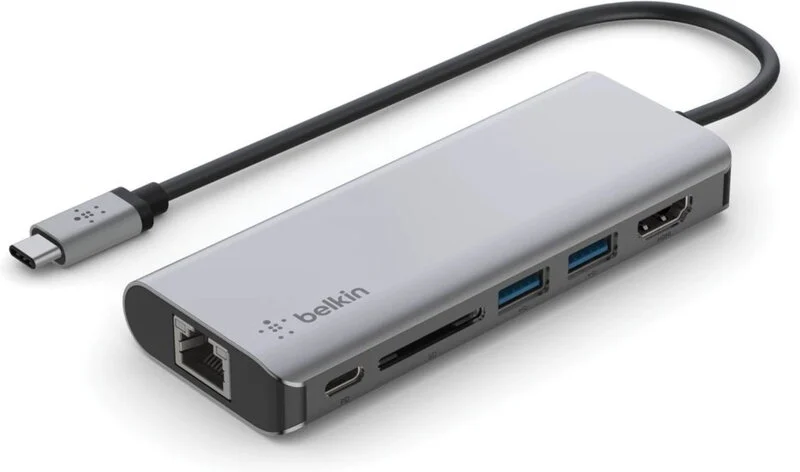Belkin - Multiport Hub - USB C 6-in1 med 100W PD laddningsport