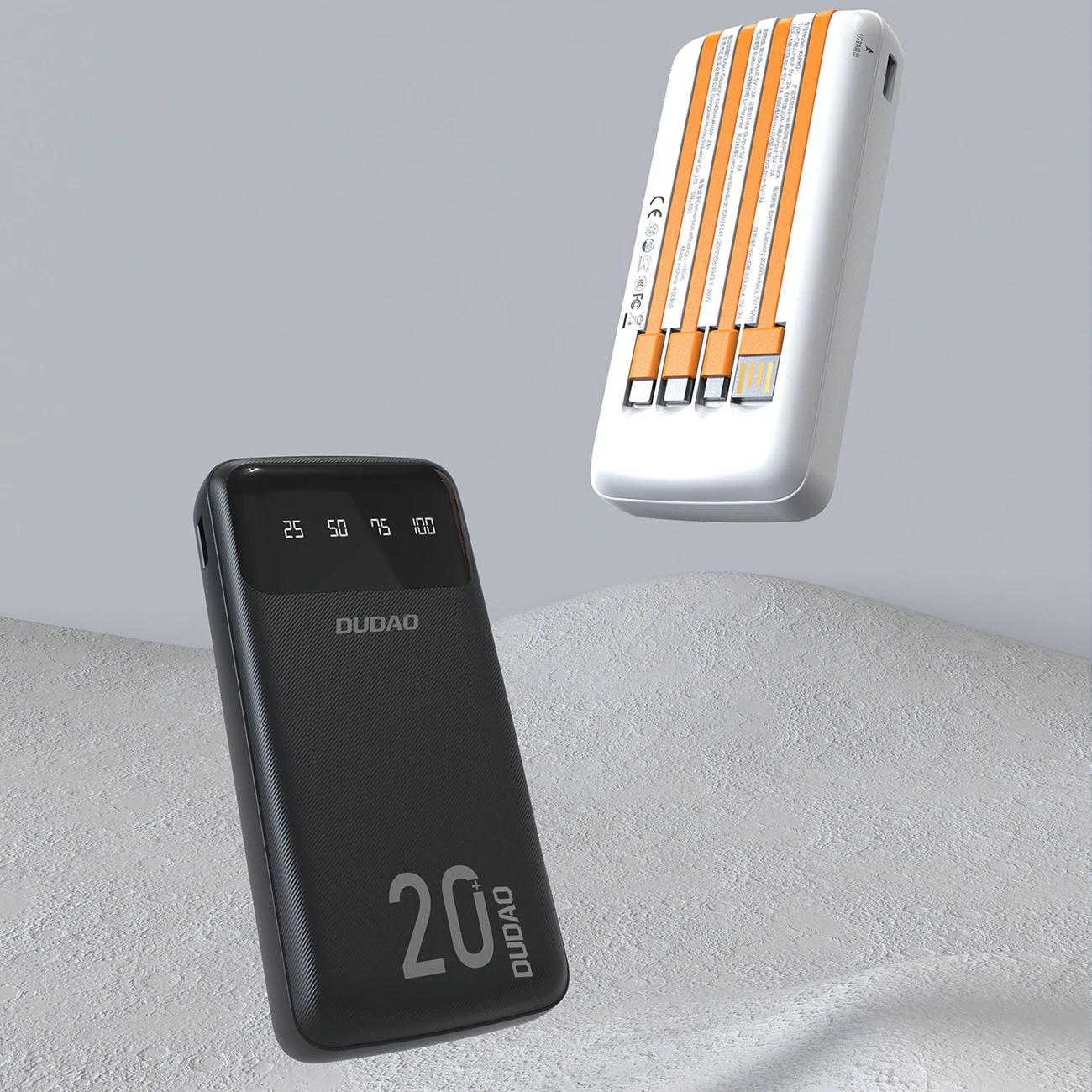 Dudao 20000mAh powerbank med 3 kablar USB Type C, micro USB, Lightning - svart (K6Pro+), bild 3