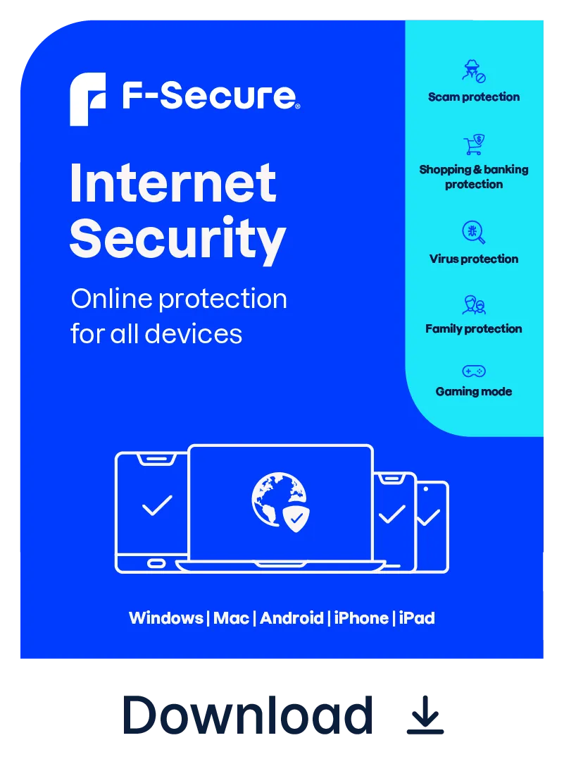 F-Secure Internet Security, för 1 dator/enhet, 1 år, Win/Mac/iOS/Android, E-licens
