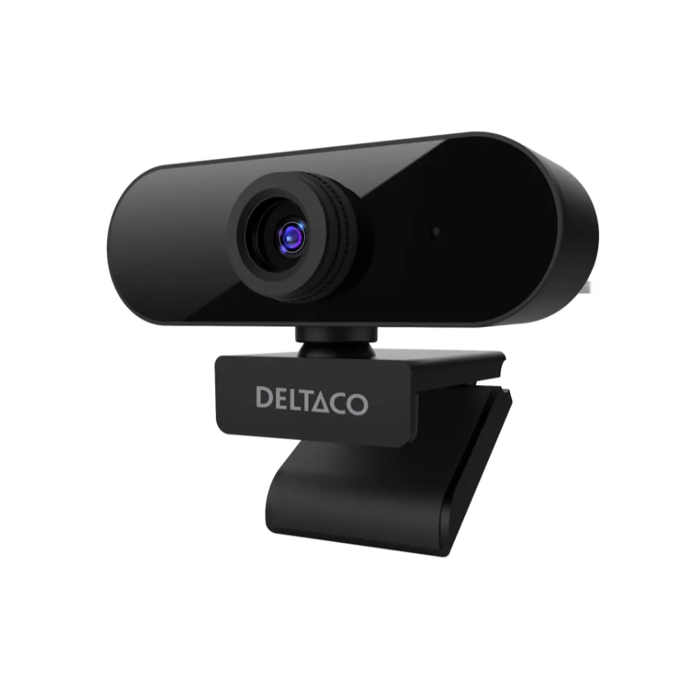 DELTACO W-100 - Webbkamera - färg - 2 MP - 1920 x 1080 - ljud - USB