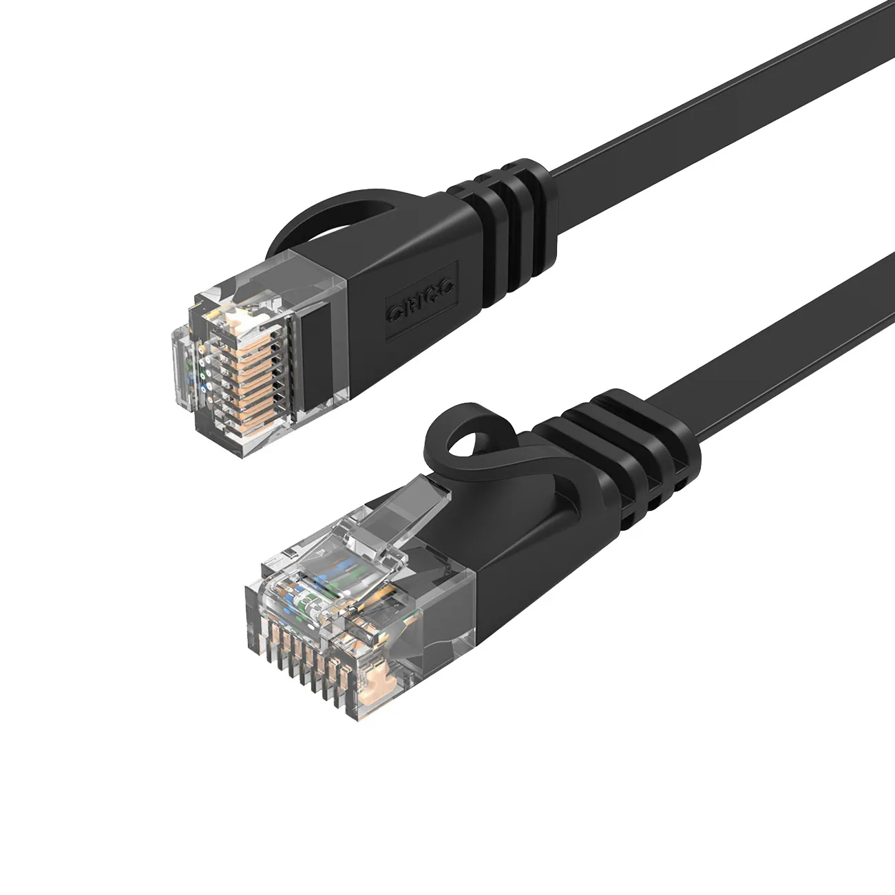 Orico PUG-C6B CAT6 1000 Mbps RJ45 Ethernet-nätverkskabel för internet och LAN, platt, 0,5 m – svart