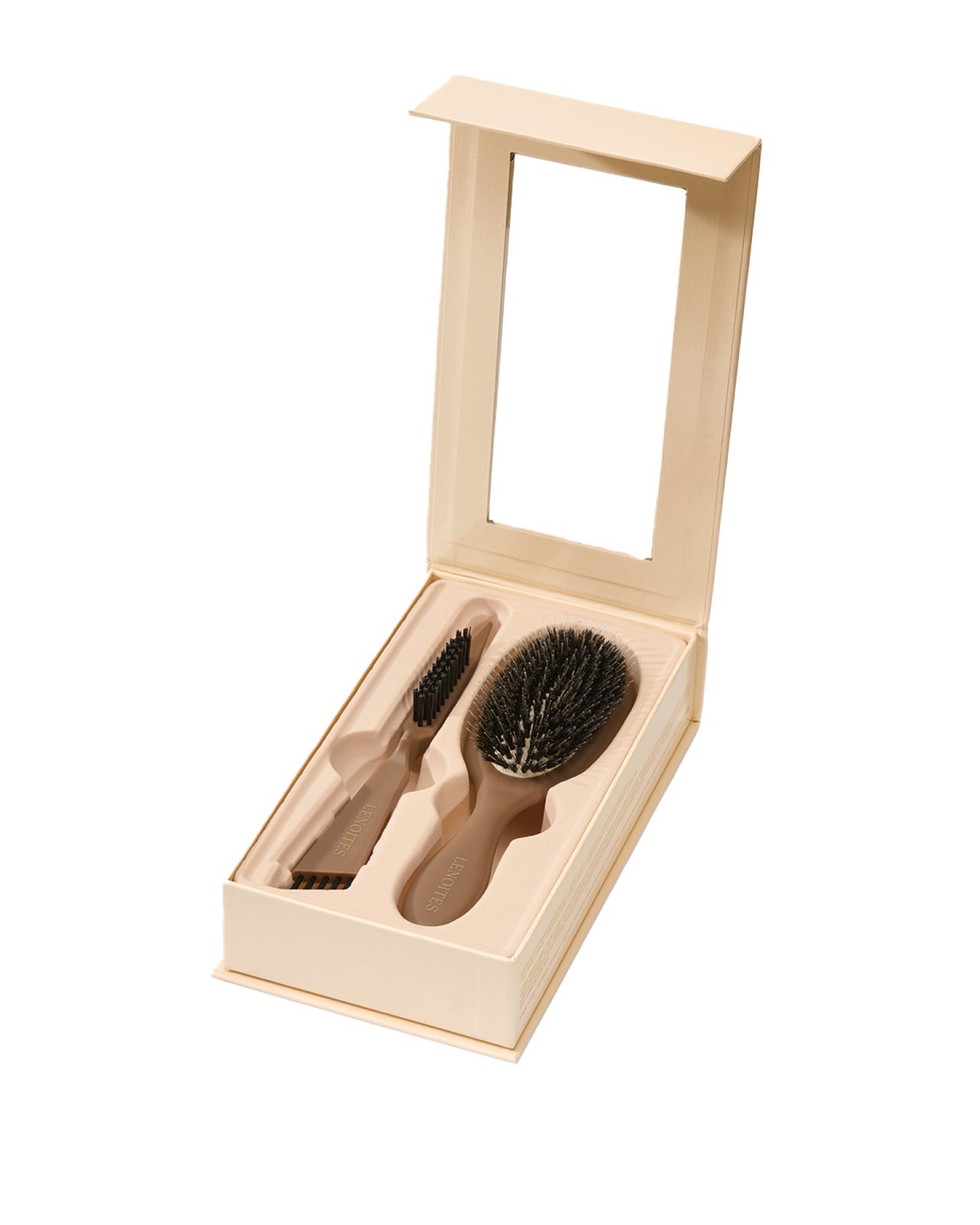 Lenoites Wild Boar Hair Brush with Cleaning Tool - Limited Edition Mocha Mousse 1 pcs