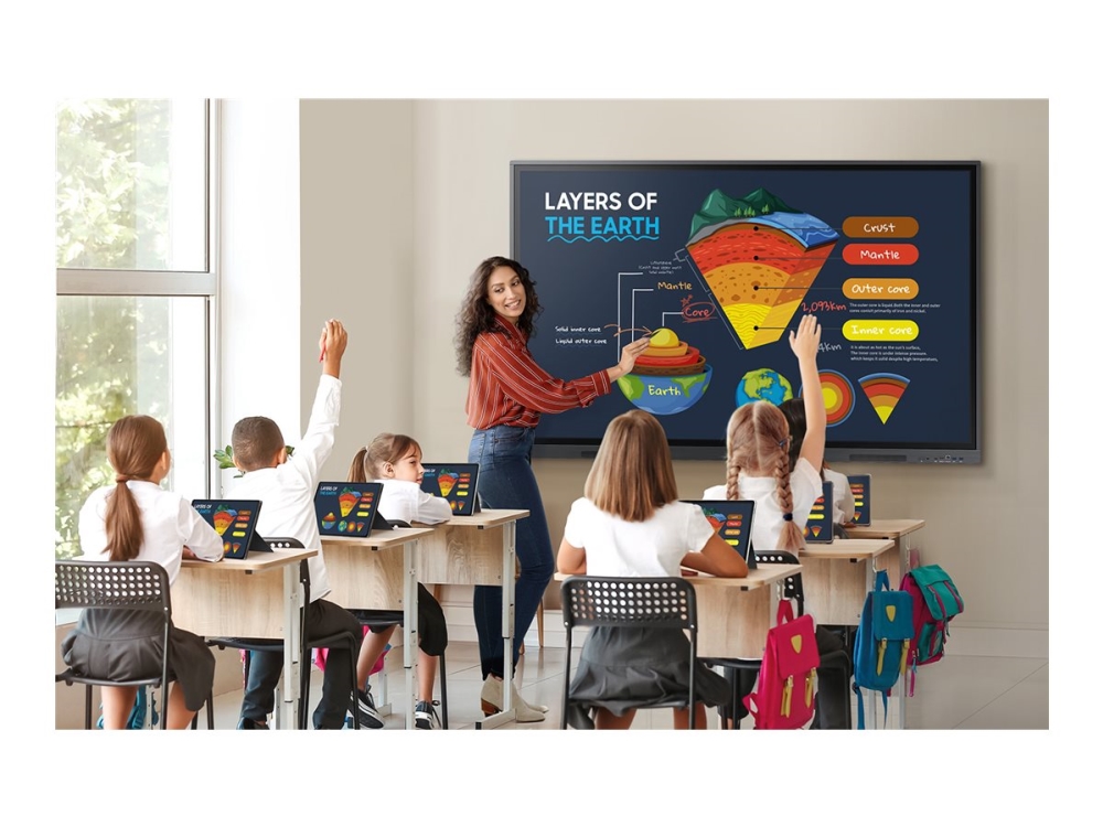 Samsung Interactive Display WA65D - 65 Diagonal klass WAD Series LED-bakgrundsbelyst LCD-skärm - utbildning/företag - med inbyggd interaktiv whiteboard, pekskärm (multitouch) - Android - 4K UHD (2160p) 3840 x 2160 - rymdgrå